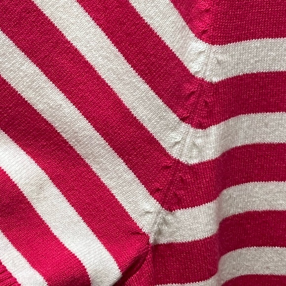 CALVIN KLEIN AUTHENTIC ELECTRIC PINK/WHITE STRIPE KNIT DESIGN SWEATER DRESS - Picture 10 of 13